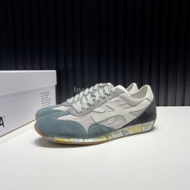 Premiata Vintage Leather Canvas Sneakers For Men Gray