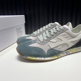 Premiata Vintage Leather Canvas Sneakers For Men Gray