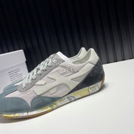 Premiata Vintage Leather Canvas Sneakers For Men Gray