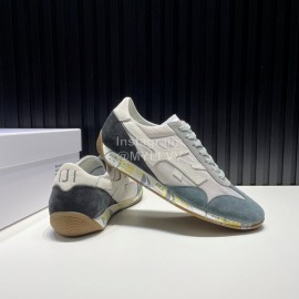 Premiata Vintage Leather Canvas Sneakers For Men Gray