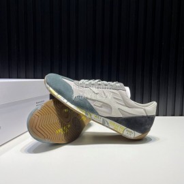 Premiata Vintage Leather Canvas Sneakers For Men Gray