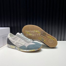 Premiata Vintage Leather Canvas Sneakers For Men Gray