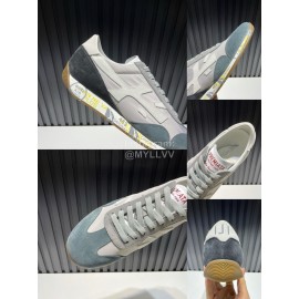 Premiata Vintage Leather Canvas Sneakers For Men Gray