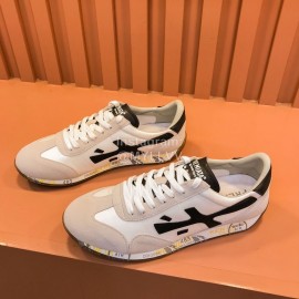 Premiata Vintage Cowhide Canvas Sneakers For Men Beige