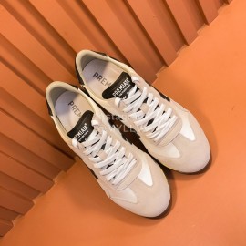 Premiata Vintage Cowhide Canvas Sneakers For Men Beige