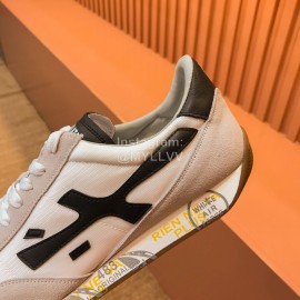 Premiata Vintage Cowhide Canvas Sneakers For Men Beige