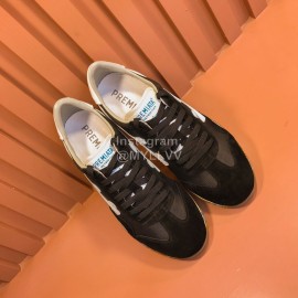 Premiata Vintage Cowhide Canvas Sneakers For Men Black