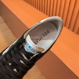 Premiata Vintage Cowhide Canvas Sneakers For Men Black