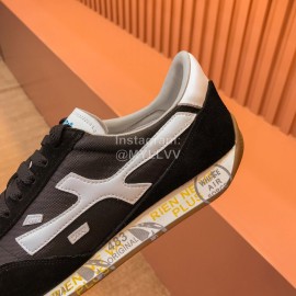 Premiata Vintage Cowhide Canvas Sneakers For Men Black