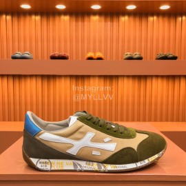 Premiata Vintage Cowhide Canvas Sneakers For Men Green