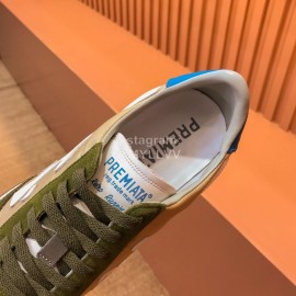 Premiata Vintage Cowhide Canvas Sneakers For Men Green