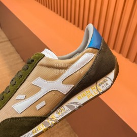 Premiata Vintage Cowhide Canvas Sneakers For Men Green