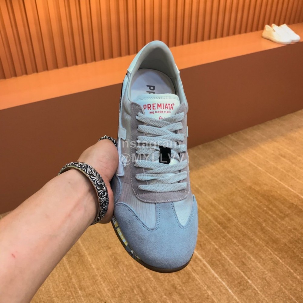 Premiata Vintage Cowhide Canvas Sneakers For Men Gray