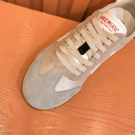 Premiata Vintage Cowhide Canvas Sneakers For Men Gray