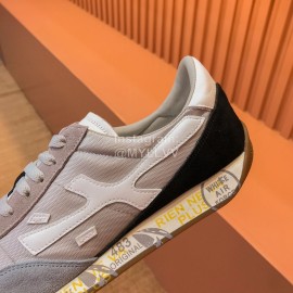 Premiata Vintage Cowhide Canvas Sneakers For Men Gray