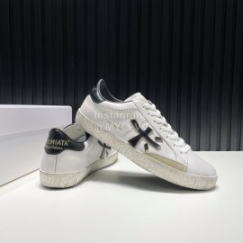 Premiata New Cowhide Canvas Sneakers For Men White