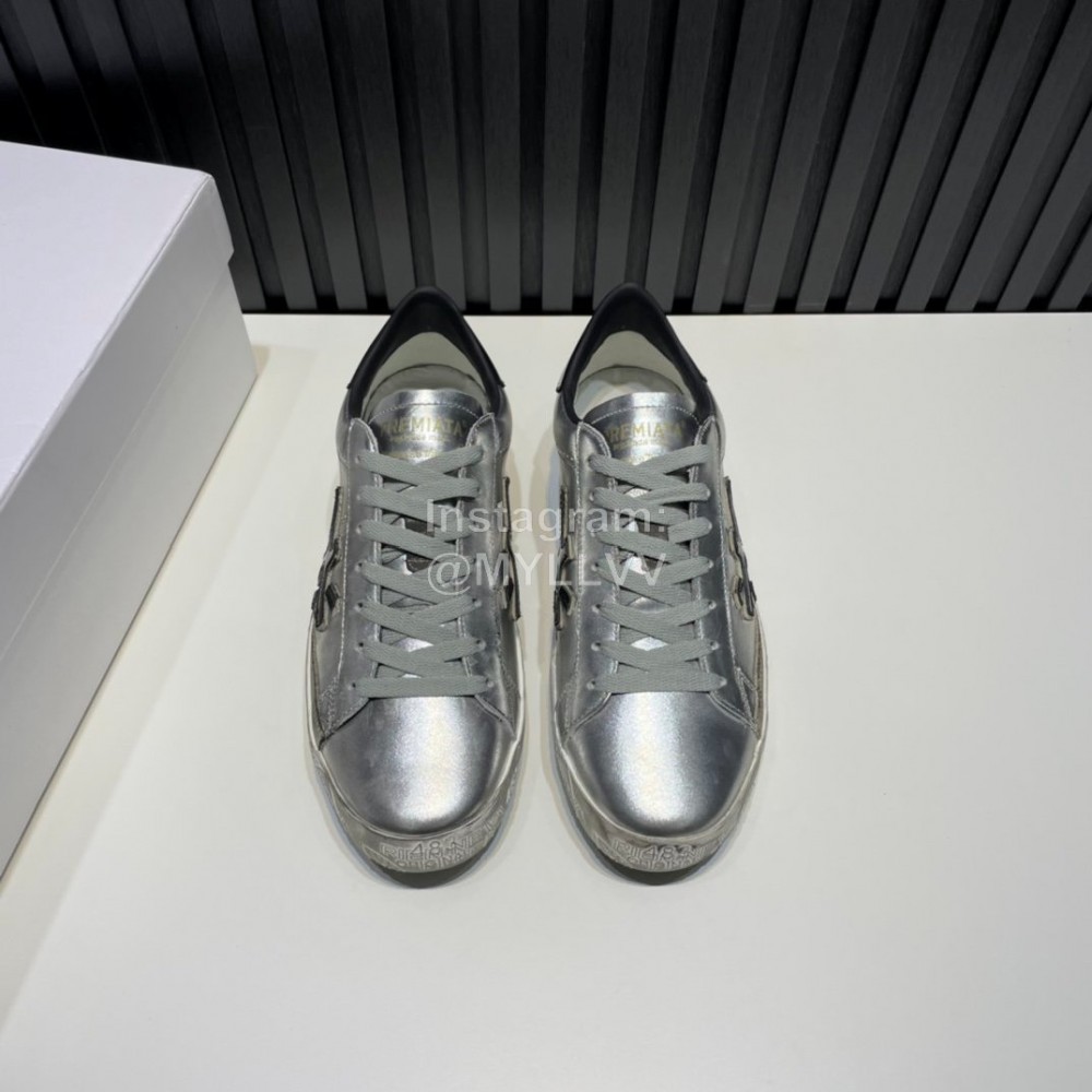 Premiata New Cowhide Canvas Sneakers For Men Silver