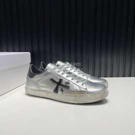 Premiata New Cowhide Canvas Sneakers For Men Silver
