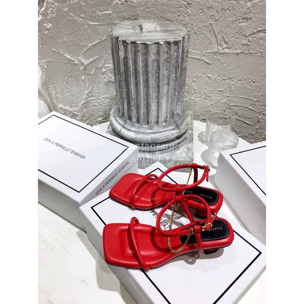 Proenza Schouler Summer Square Head Sheepskin High Heel Scandals For Women Red