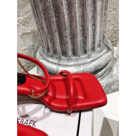 Proenza Schouler Summer Square Head Sheepskin High Heel Scandals For Women Red