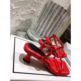 Proenza Schouler Summer Square Head Sheepskin High Heel Scandals For Women Red