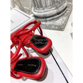Proenza Schouler Summer Square Head Sheepskin High Heel Scandals For Women Red