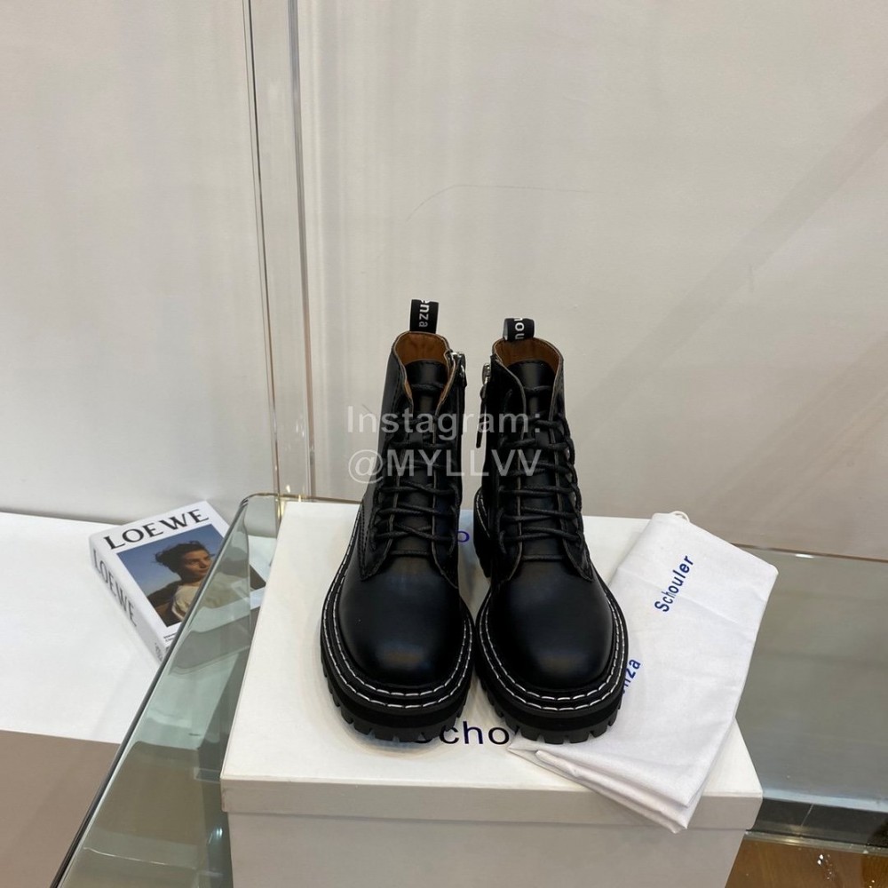 Proenza Schouler Autumn Winter New Leather Martin Boots For Women Black