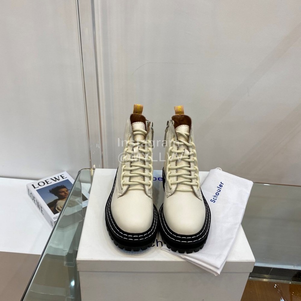Proenza Schouler Autumn Winter New Leather Martin Boots For Women White