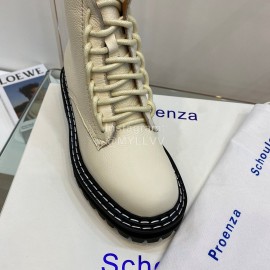 Proenza Schouler Autumn Winter New Leather Martin Boots For Women White
