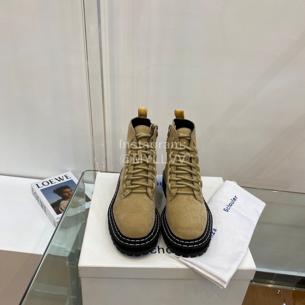 Proenza Schouler Autumn Winter New Leather Martin Boots For Women Brown