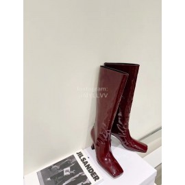 Proenza Schouler New Patent Leather Long Boots For Women Wine Red