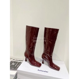 Proenza Schouler New Patent Leather Long Boots For Women Wine Red