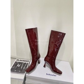 Proenza Schouler New Patent Leather Long Boots For Women Wine Red