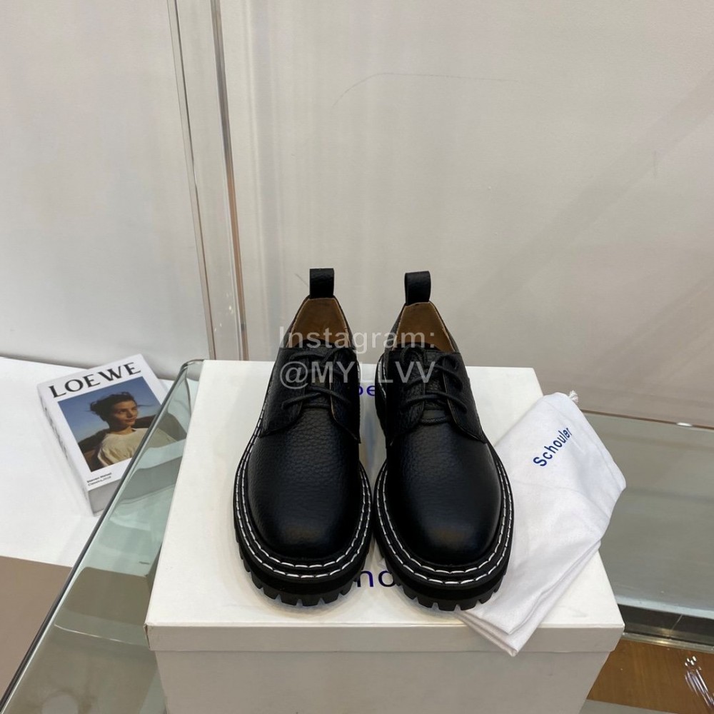 Proenza Schouler Autumn Winter Litchi Cattle Leather Shoes For Women Black