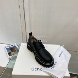 Proenza Schouler Autumn Winter Litchi Cattle Leather Shoes For Women Black