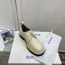 Proenza Schouler Autumn Winter Litchi Cattle Leather Shoes For Women White