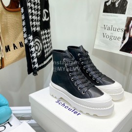 Proenza Schouler Sheepskin Thick Soled Lace Up Shoes For Women Black