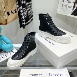 Proenza Schouler Sheepskin Thick Soled Lace Up Shoes For Women Black