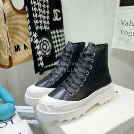 Proenza Schouler Sheepskin Thick Soled Lace Up Shoes For Women Black