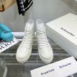 Proenza Schouler Sheepskin Thick Soled Lace Up Shoes For Women White