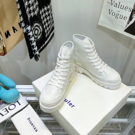 Proenza Schouler Sheepskin Thick Soled Lace Up Shoes For Women White