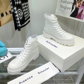 Proenza Schouler Sheepskin Thick Soled Lace Up Shoes For Women White