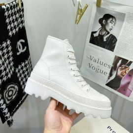 Proenza Schouler Sheepskin Thick Soled Lace Up Shoes For Women White