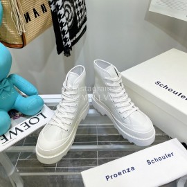 Proenza Schouler Sheepskin Thick Soled Lace Up Shoes For Women White