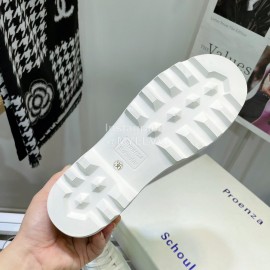 Proenza Schouler Sheepskin Thick Soled Lace Up Shoes For Women White