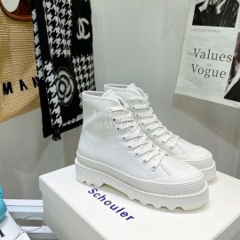 Proenza Schouler Sheepskin Thick Soled Lace Up Shoes For Women White