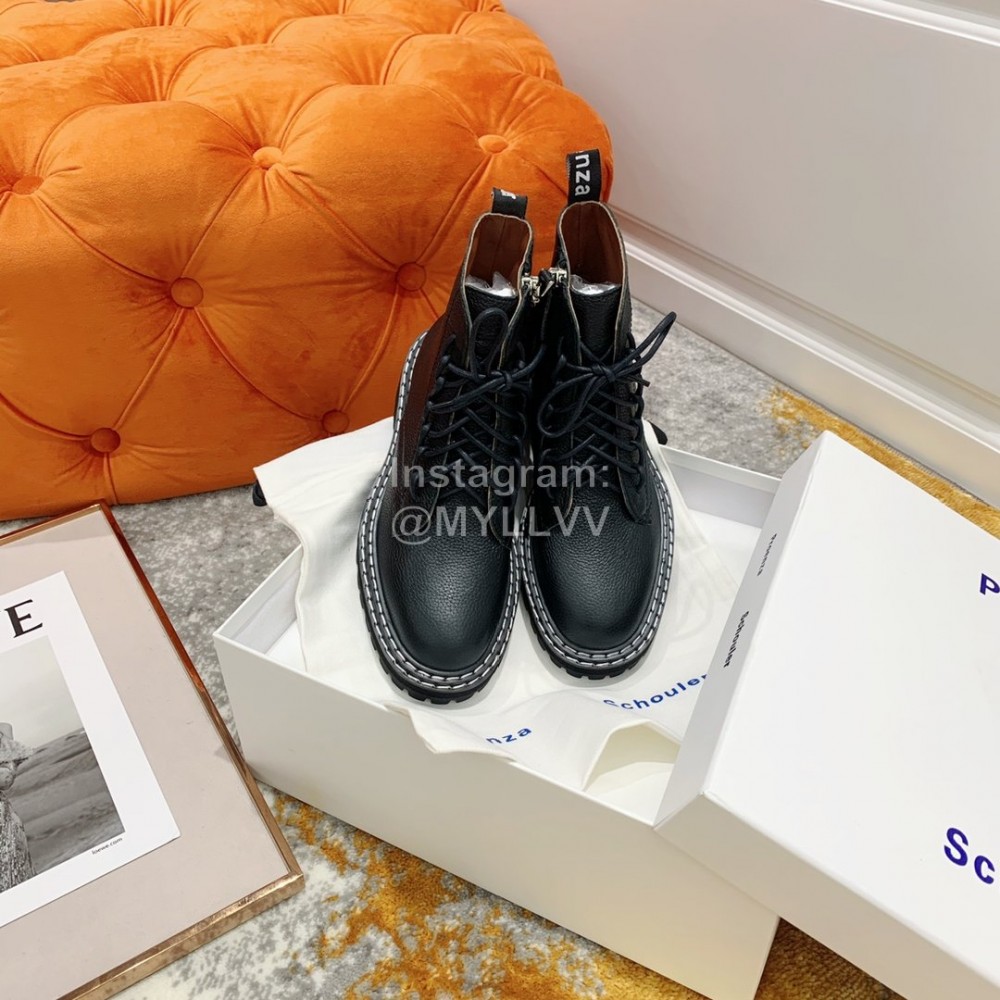 Proenza Schouler Soft Leather Lace Up Martin Boots For Women Black