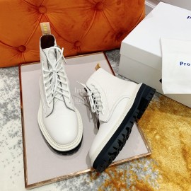 Proenza Schouler Soft Leather Lace Up Martin Boots For Women White