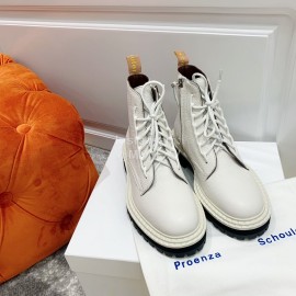 Proenza Schouler Soft Leather Lace Up Martin Boots For Women White