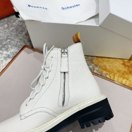 Proenza Schouler Soft Leather Lace Up Martin Boots For Women White